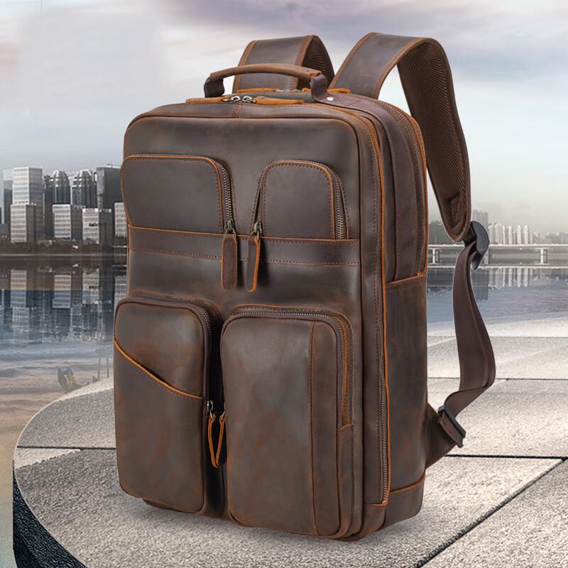Zutong Men's Genuine Leather Business Laptop Backpack