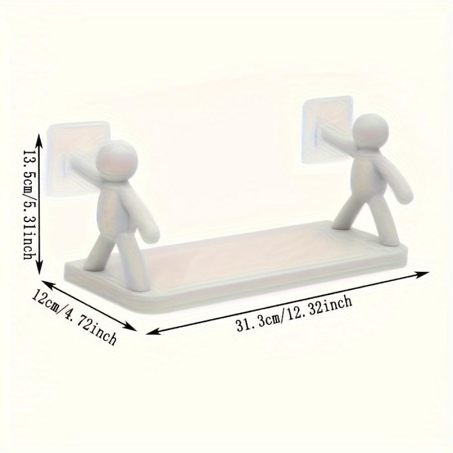 1 süßes, kleines, weißes Wandregal – kein Bohren erforderlich, perfekt für die Organisation von Bad und Küche, zum Aufbewahren von Kosmetika, als Raumdekoration.