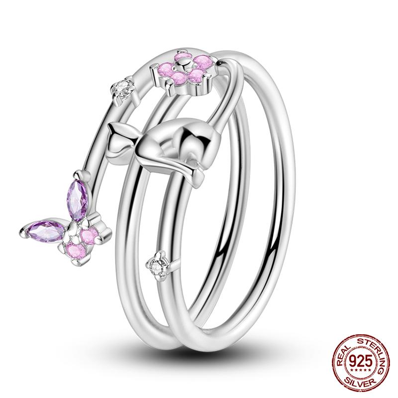 

Trendy Sunflower Ring Design For Women Genuine Copper Double Layered Wishing Bone Blue Zircon Ring Exquisite Wedding Party Jewelry Creation 6