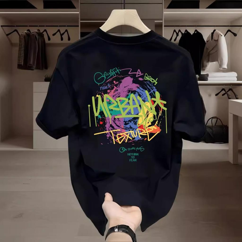 Schweres 100% Baumwolle Amerikanischer Retro Trendige Marke Jugend Buchstaben Rundhals Locker Männer Kurzarm T-Shirt