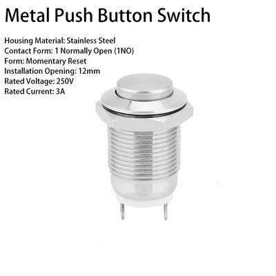 12mm Okrągły Metalowy Przycisk Naciskany Chwilowy Reset Zasilania