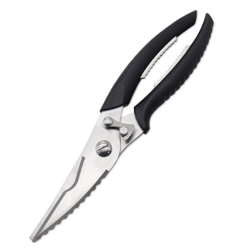 3mm Thick Stainless Steel Chicken Bone Scissors ABS Comfort Handle Kitchen Shear With Fish Scaler Hand Tools For Home