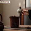 Zhiye Braised Persimmons Red Ruyi Boiling Tea Pot Set Retro High-handled Pot Alcohol Lamp Warmer Cooking Stove Infusions Teapots