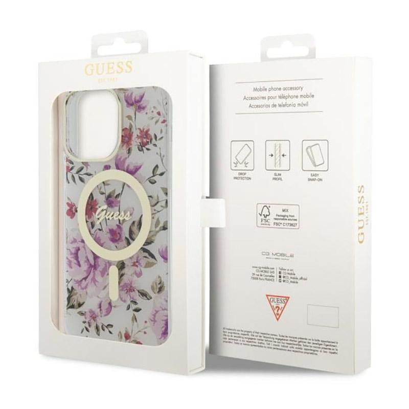 Guess Flower Magsafe - Etui Iphone 14 Pro (Przezroczysty)