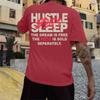 Men's "Hustle" Themed Motivational Quote Tee, Urban Streetwear Oversized Short Sleeve Top