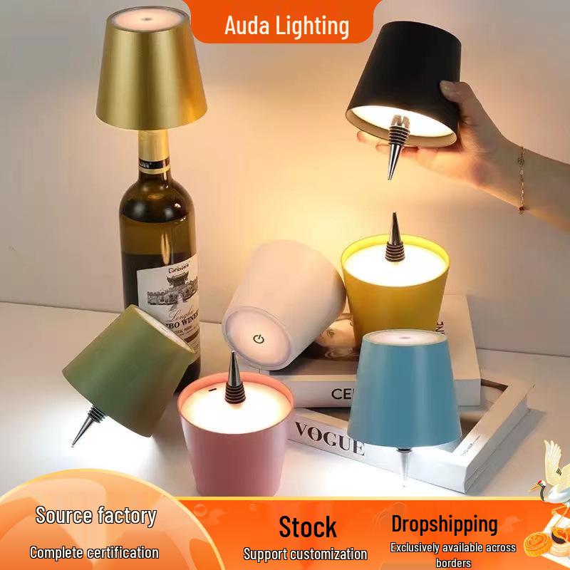 

Rechargeable LED Wine Bottle Lamp with Three-Color Dimming