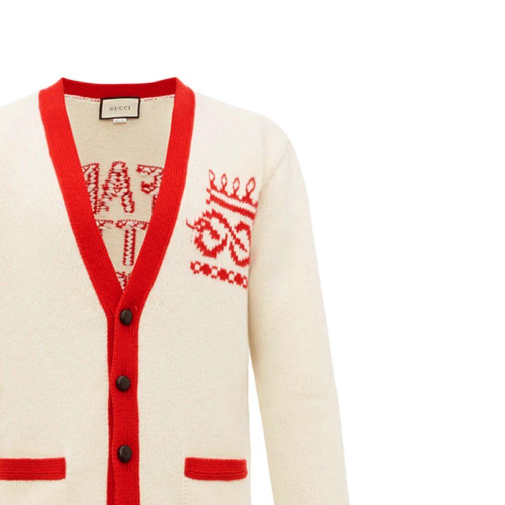 Gucci Sweaters Men's White V Neck Moderate Other 577705-XKAVG-9133