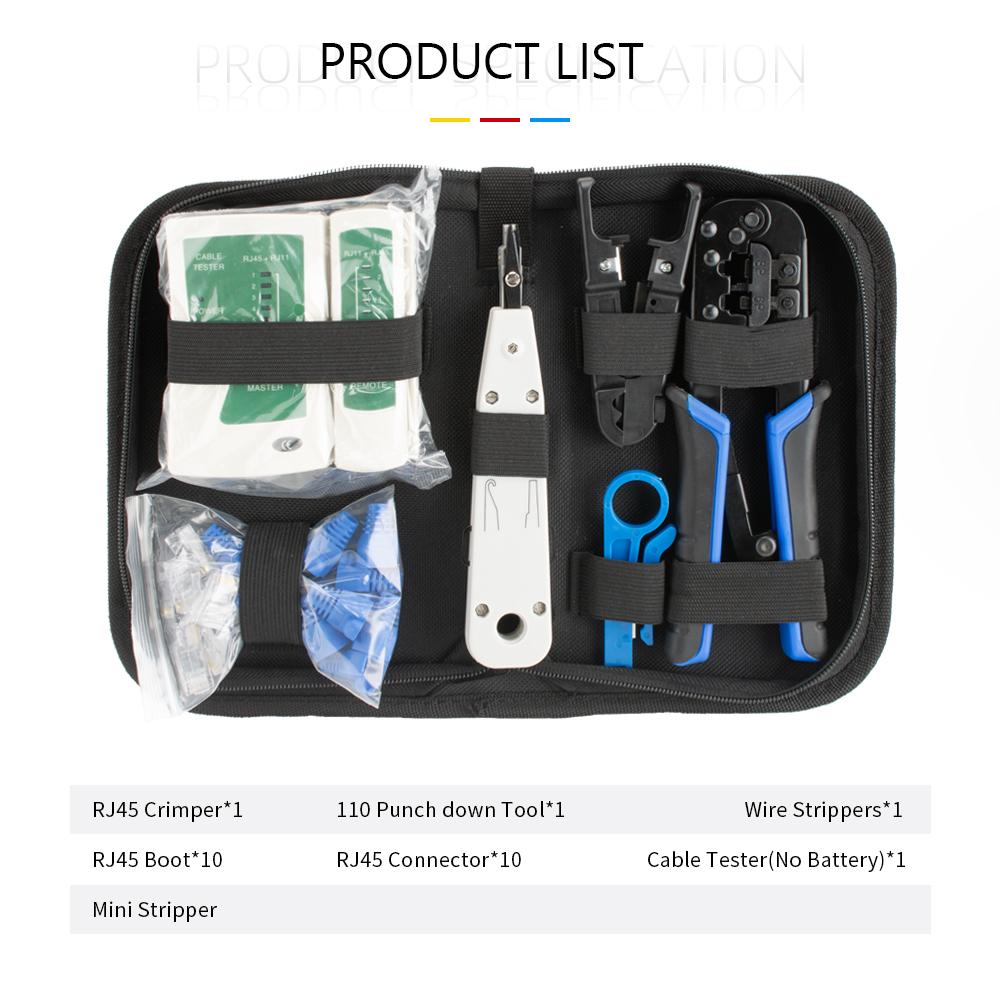 RJ45 RJ11 RJ12 Steel Crimping Tool Set Multifunction Cable Crimper with Pliers and Modular Plug Connectors