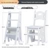 Solid Wood Folding Ladder Chair: Dual-Use, Multifunctional 4-Step Indoor Stool
