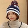 Cozy Retro Knitted Hat Soft Snow Flake Jacquard Pompoms Beanie Warm Winter Hat Scarf for Women