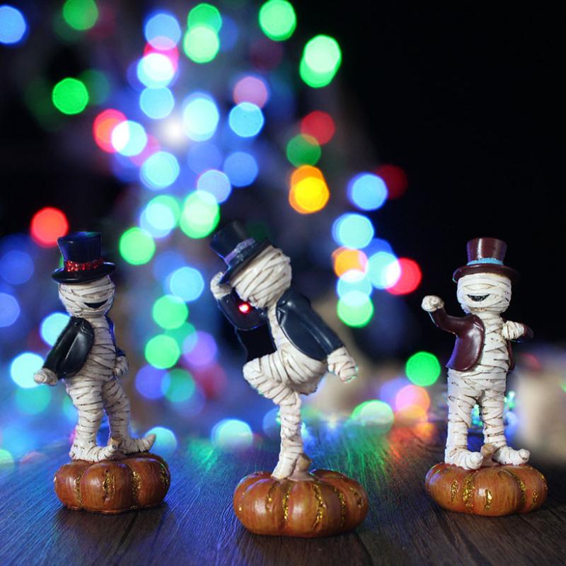 Pryskyřičné umělecké řemesla Mumie Panenka Tančící Dýně Halloweenské Dekorace Figurka Sochy Ozdoby Halloweenská Dekorace