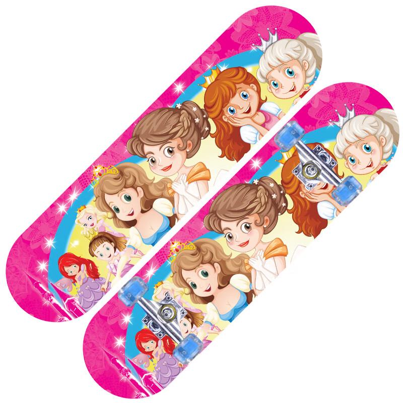 UOSU Kids Princess Double Kick Skateboard with Flashing Wheels