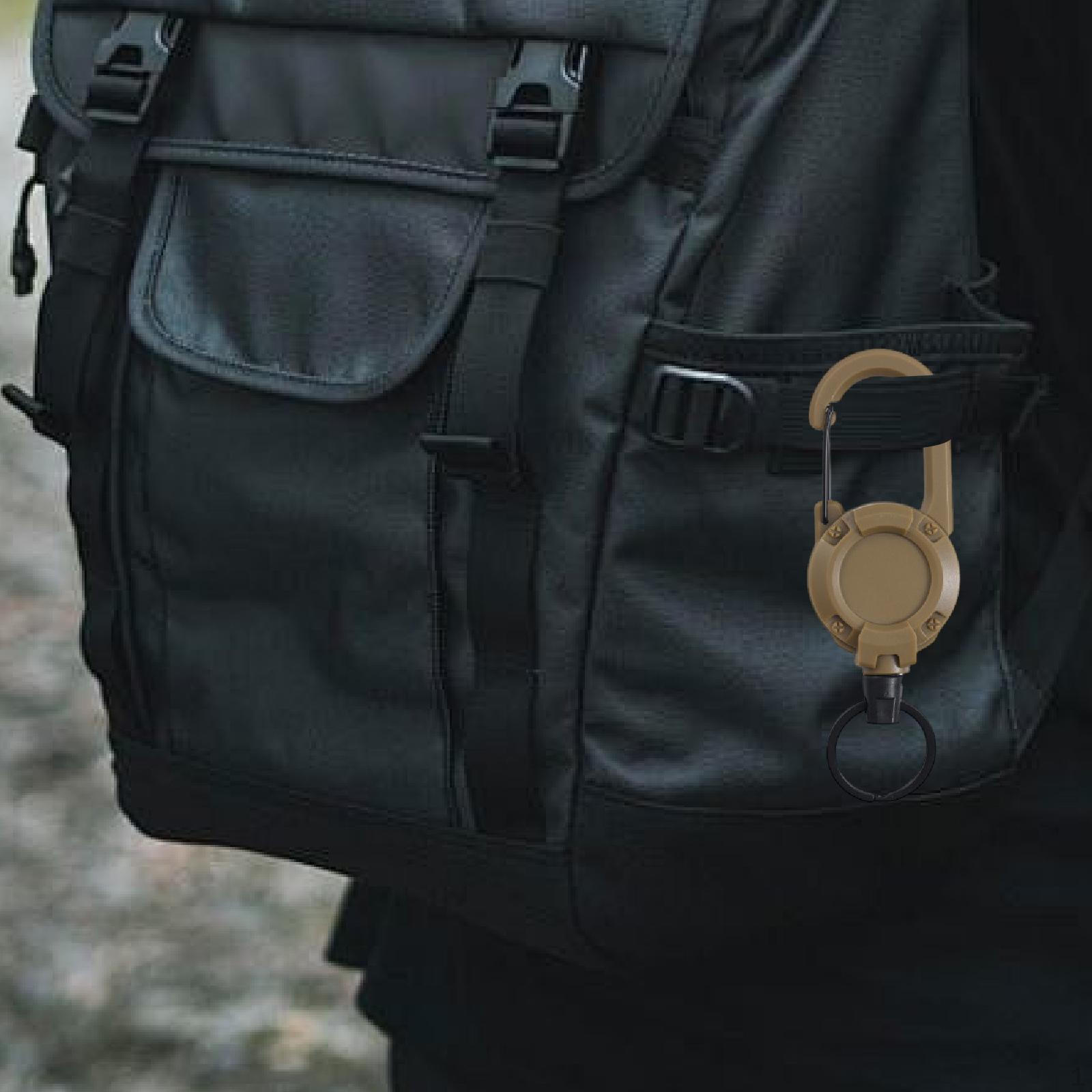 

Retractable Keychain Chain Carabiner Holder for Fishing Camping коричневый