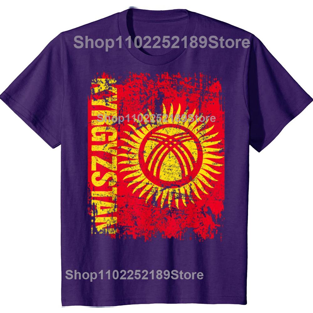 

KYRGYZSTAN Flag Vintage Kyrgyz Power T Shirt Tee Tops Round Neck Short-Sleeve Fashion Tshirt Clothing Casual Basic T-shirts XL
