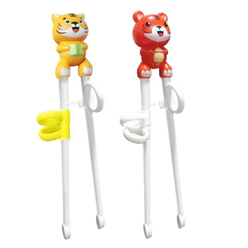 1Pair Chopsticks For Kids Cartoon Tiger Learning Chop Sticks Reusable Training Chopsticks Cute Children Tableware Set