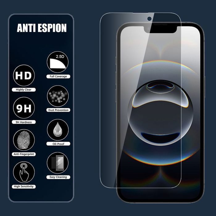 Film de protection - Vitre - pour iPhone 16e - Verre trempé - Anti-espion - Lot de 3