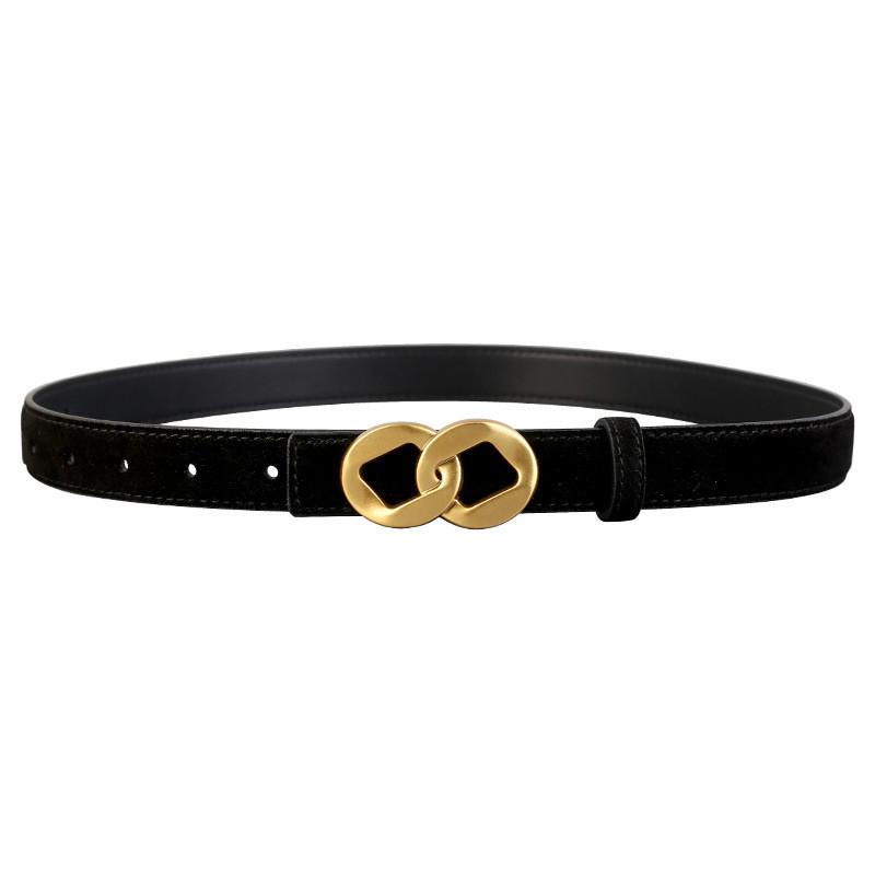 

Elegant Ladies Suede Leather Belt With Needle Buckle For Casual And Office Wear Black