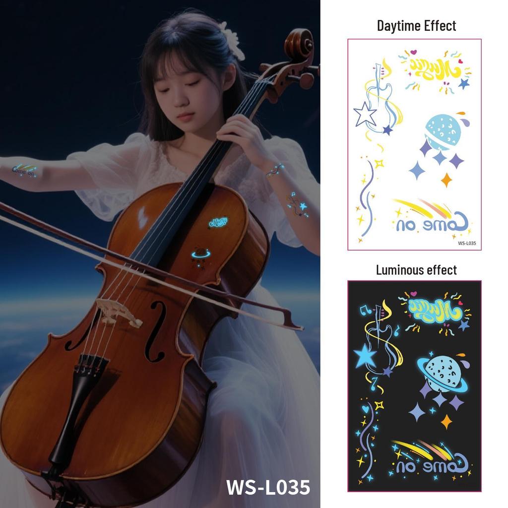 Blue Luminous Waterproof Tattoo Stickers for Carnival & Music Festivals - Sweatproof & Durable