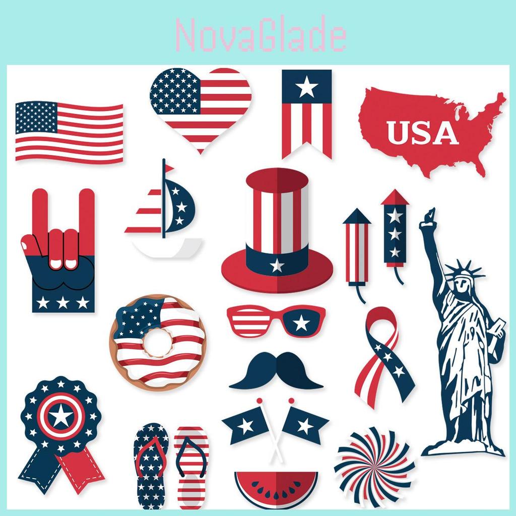 Amerikanischer Unabhängigkeitstag Foto-Requisiten Set mit 20 Papier-Partydekorationen für Feiern
