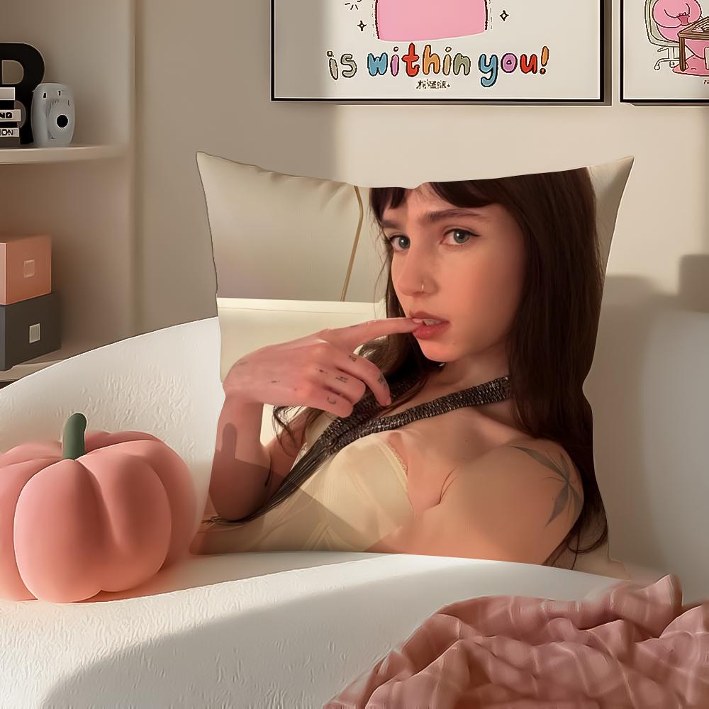 Mellow Indie American Singer CClairo Cushion Cover Pillowcase Short Plush Invisible zipper Room Sofa Cushion Cover