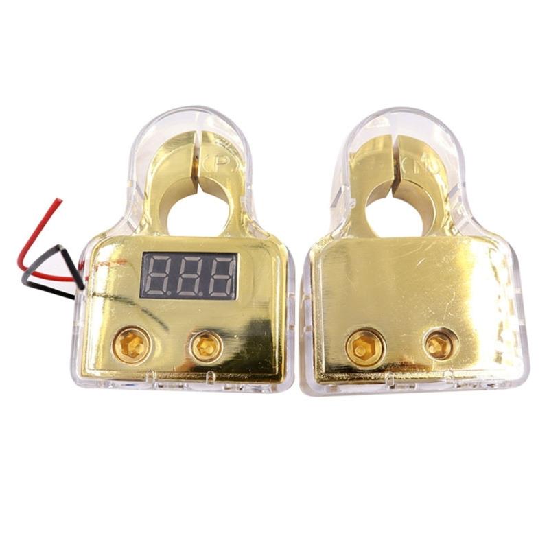 0/4/8/10 Gauge AWG Battery Terminals Connectors with Voltmeter Battery Post Clamp