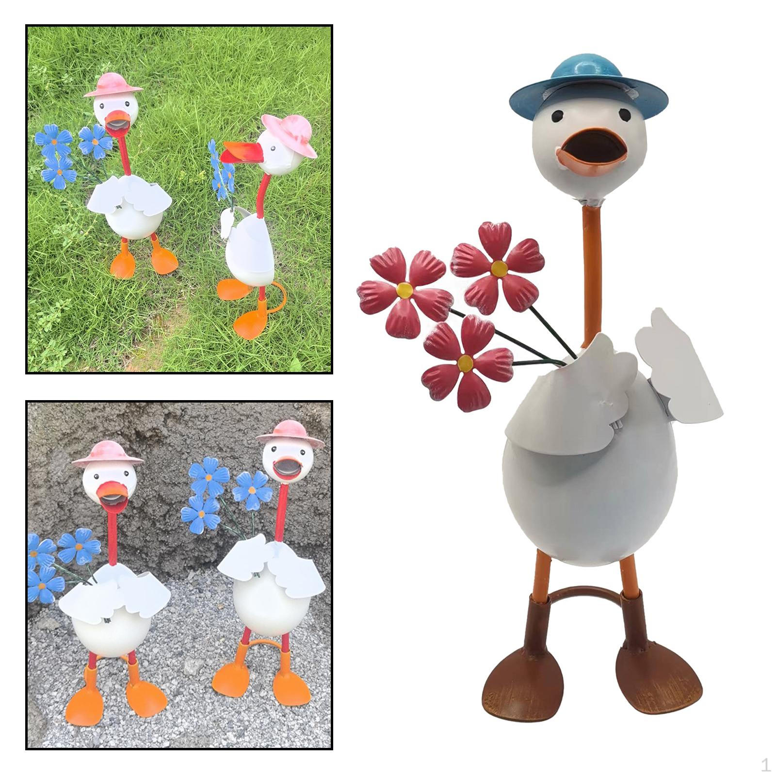 

Статуя утиного сада, милая статуэтка, украшение для уличного забора, скульптура для Red Flowers