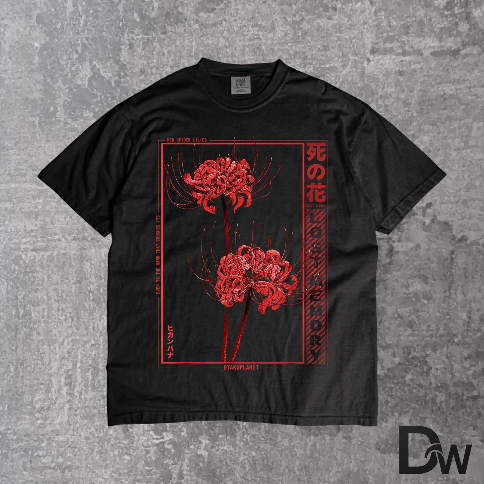 Japanese Spider Lily Soft Grunge Anime, Aesthetic Flower T Shirt, Red Lycoris Floral Tee, Dark Botanical Graphic Shirt, Gothic Anime Style 4XL