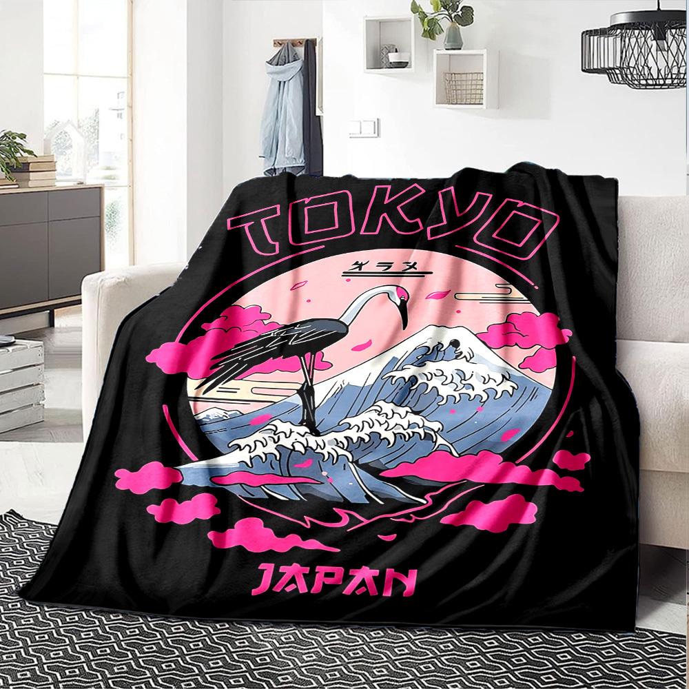 1pc Tokyo Japan Soft Flannel All Season Throw for Home, Office, Outdoor UseDurable Comfort Soft Warm Throw for Home