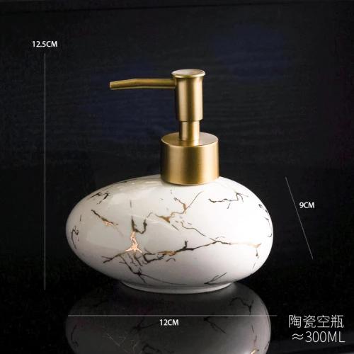 300ml Modern Marble Lotion Bottle Black White Soap Liquid Container Bathroom Ceramic Shampoo Storage Bottle Bathroom Accessories