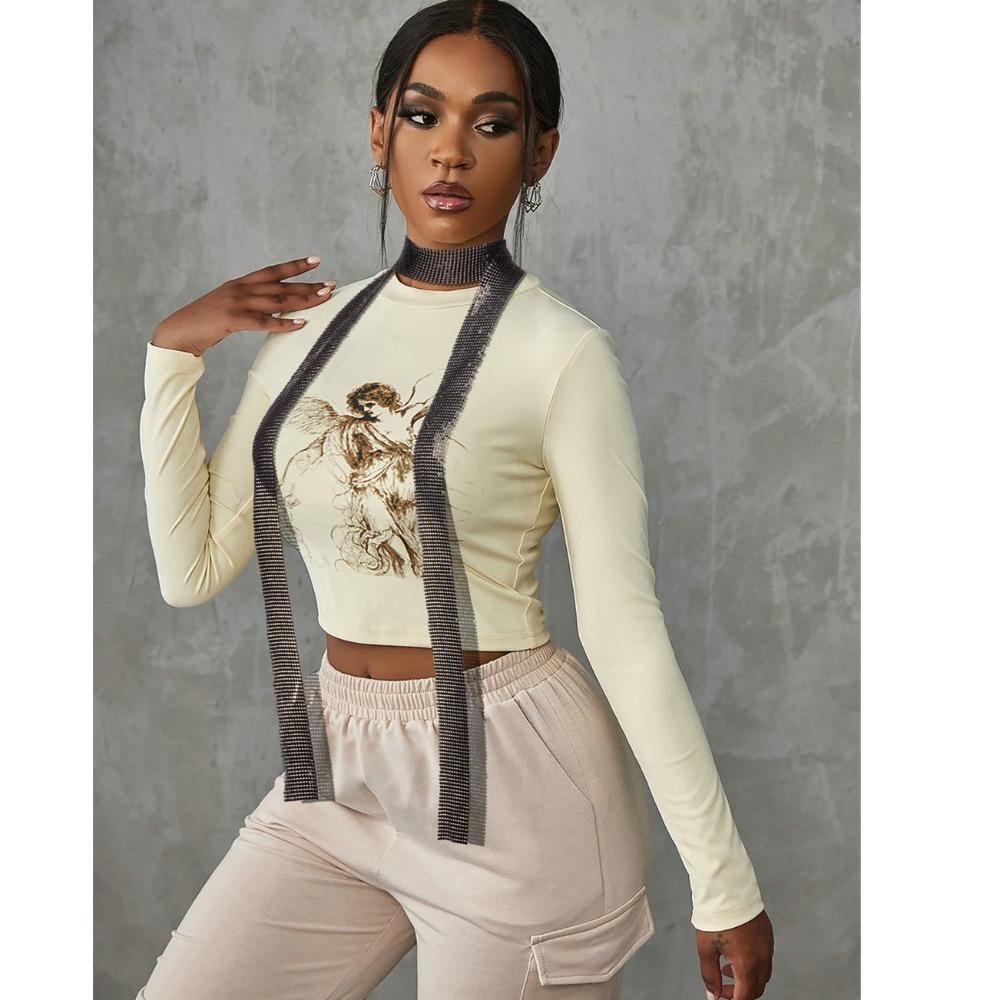 Модный эстетичный шарф с пайетками, длинный тонкий прохладный стройнящий шарф из алюминиевого сплава, панк, сексуальный, блестящий, блинг, шейный платок, для вечеринки