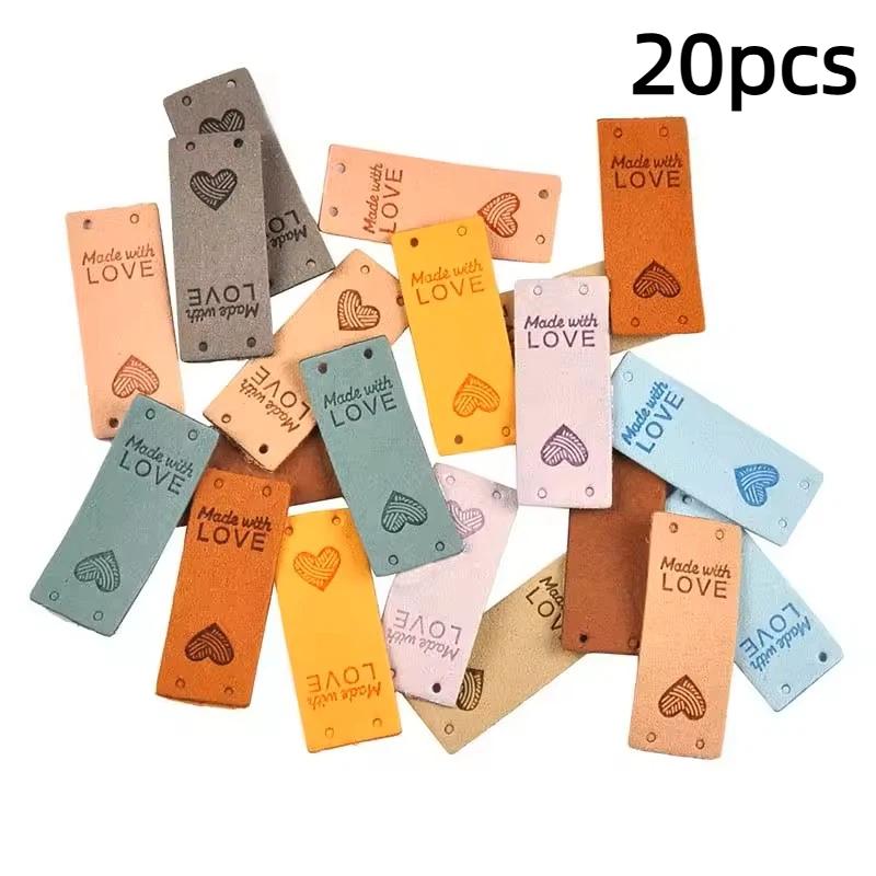 

Multicolor Rectangle Heart Leather Labels For Garments Tag Sewing Supplies Handmad Materials DIY Crafts Decor