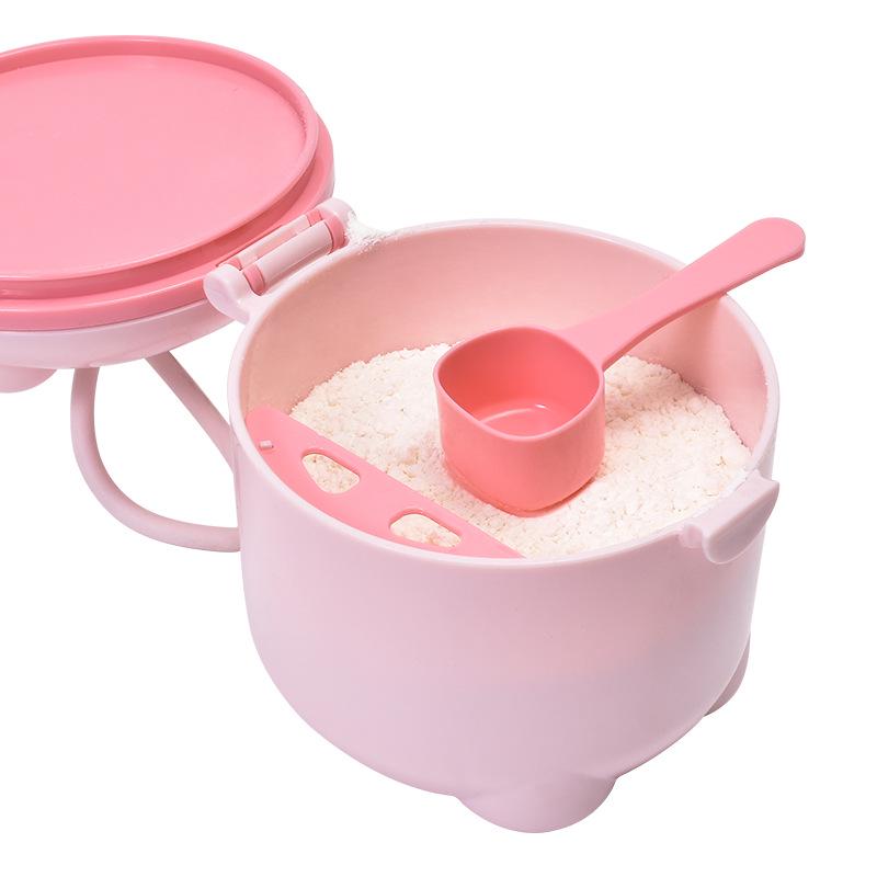 Portable Baby Milk Powder Travel Storage Box with Moisture-Proof Sealed Compartments for Complementary Food and Rice Powder.
