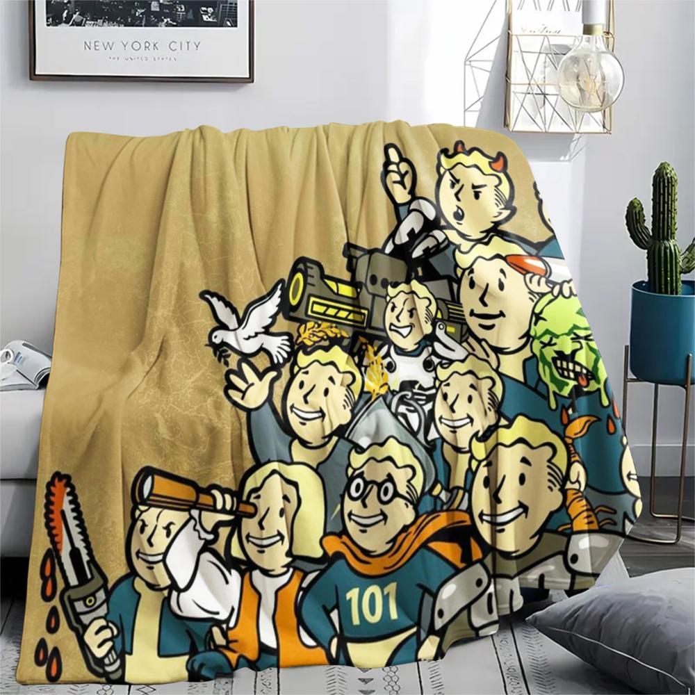 1PC Fallout Print Flannel Blanket, High quality All Seasons, Home Decor, Warmth and Comfort, Perfect for Christmas Gifts