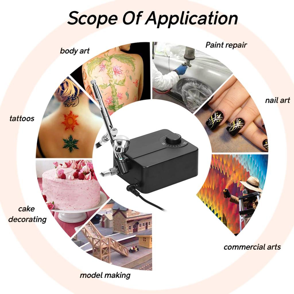 Multi-purpose Professional T182C 0.3mm Airbrush Max 30PSI Air Pump Set for Model Making DIY Art