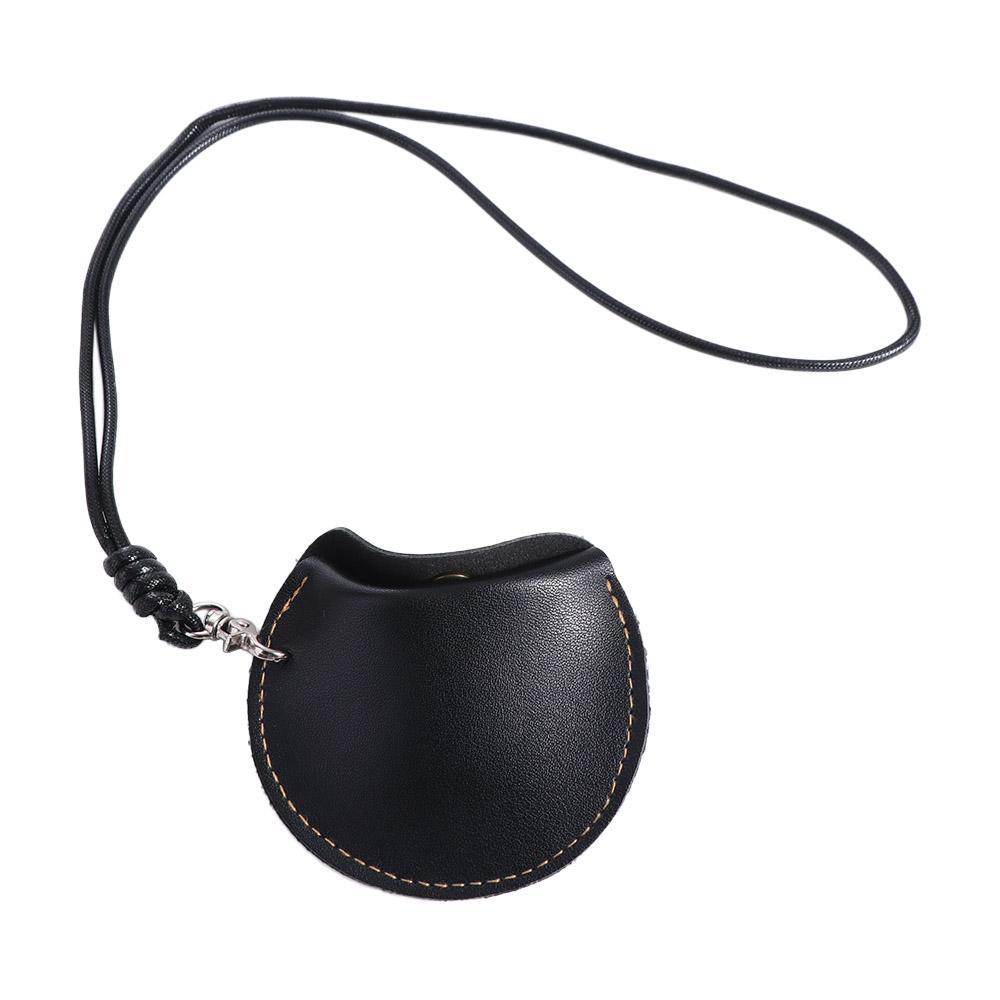 Fashion PU Leather Hanging Neck Coin Purse With Lanyard Mini Wallet PU Leather Coin Purse Round Card Case Key Case Male