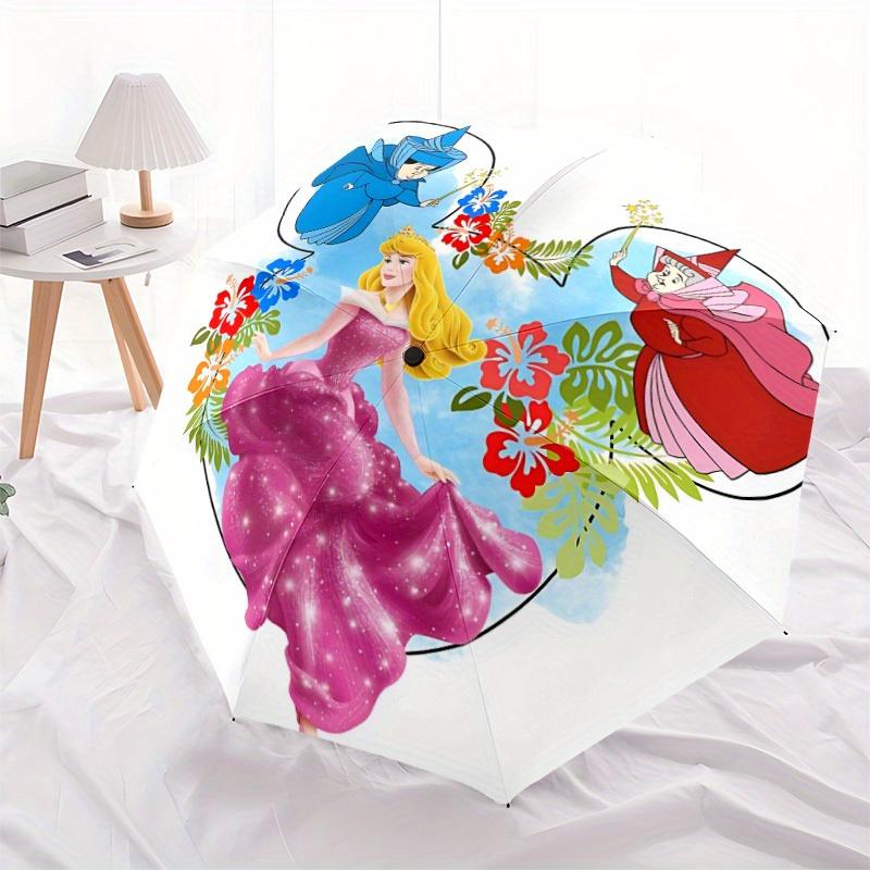 1pc Princess Aurora Automatic Folding Umbrella: Compact 8-rib Design Cartoon Travel Companion for Outdoor, Casual Accessory
