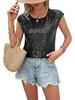 2024 Women's Round Neck Glitter Sequin Cap Sleeve T-Shirt