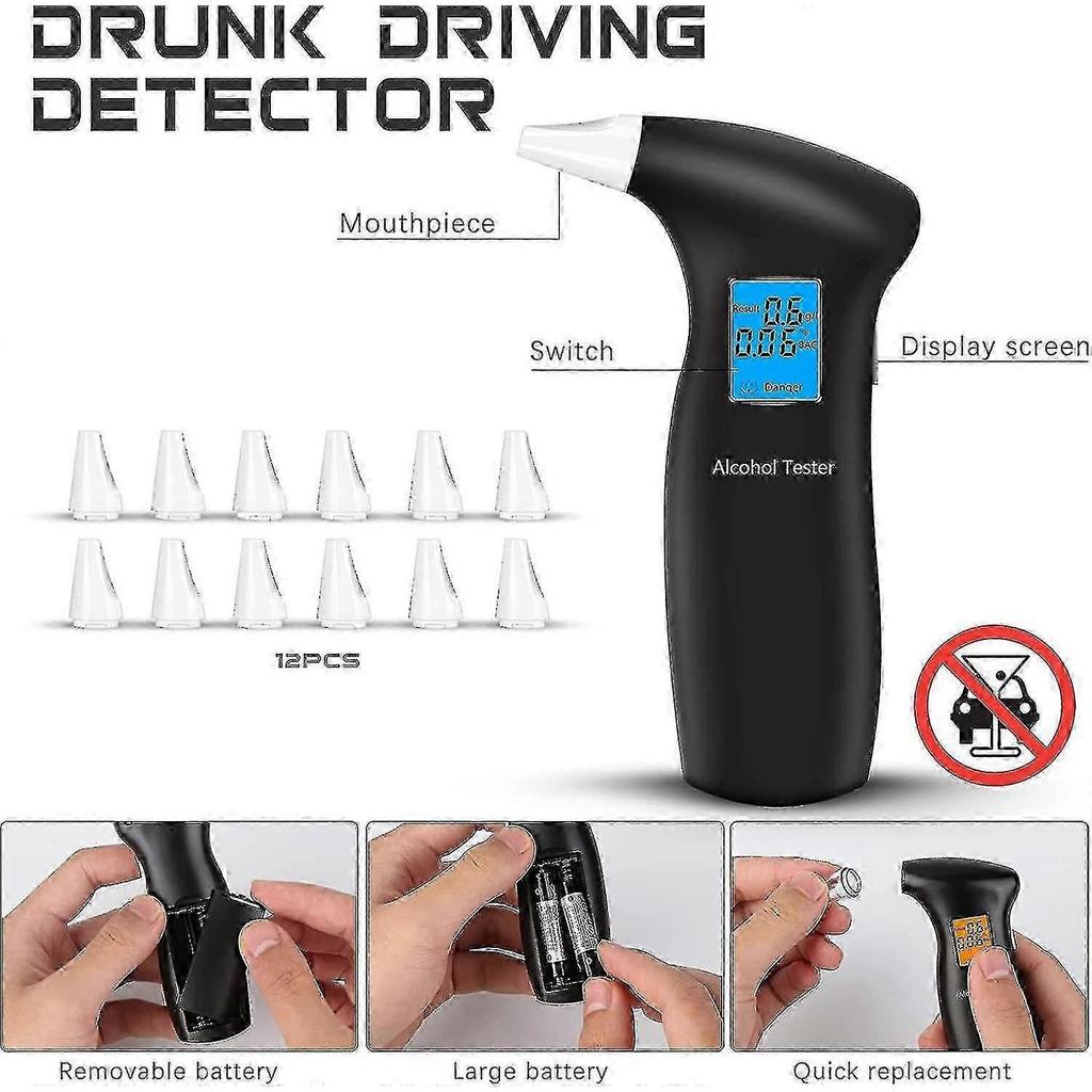 Alcohol Tester,police Accurate Alcohol Meter,Professional Alcohol Tester With 12 Mouthpieces Lcd Screen sty-1