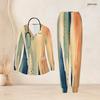 Women Plus Size Nurse Scrub Set V Neck Long Sleeve Printed Navy Blue Black Pocket Top And Pants