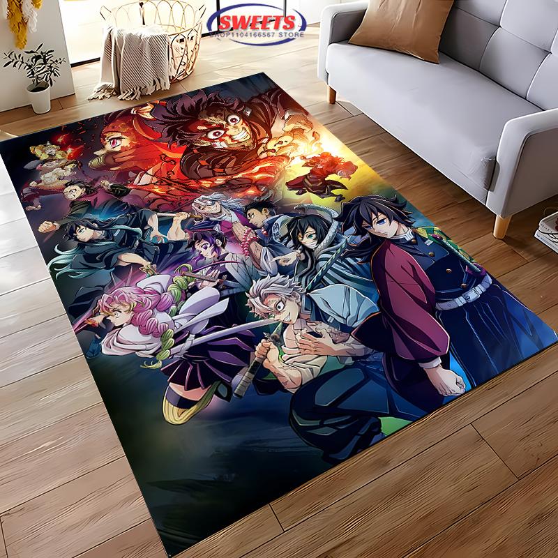 NO.2 Classic Demon Slayer Kamado Nezuko Theme Carpet,Living Room Bedroom Office Kid Room of Choice,Non-slip Machine Washable Mat