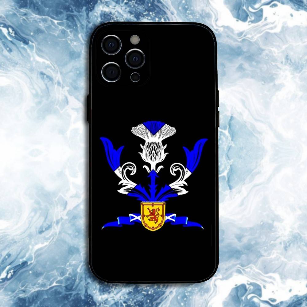 Scotland Scottish Flag Phone Case For iPhone17,16,15,14,13,12,11 Plus,Pro Max, Soft Silicone Black Cover