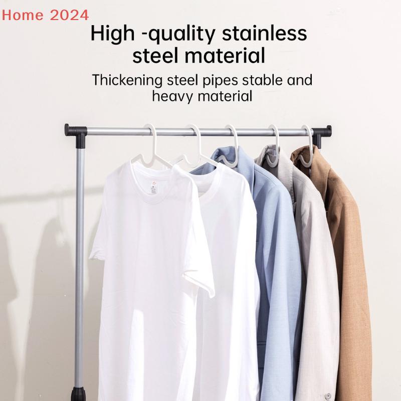 [HGS]Bedroom Clothes Drying Rack Household Living Room Clothes Storage Rack Wear-Resistant Single Bar Clothes Rack[HGS]