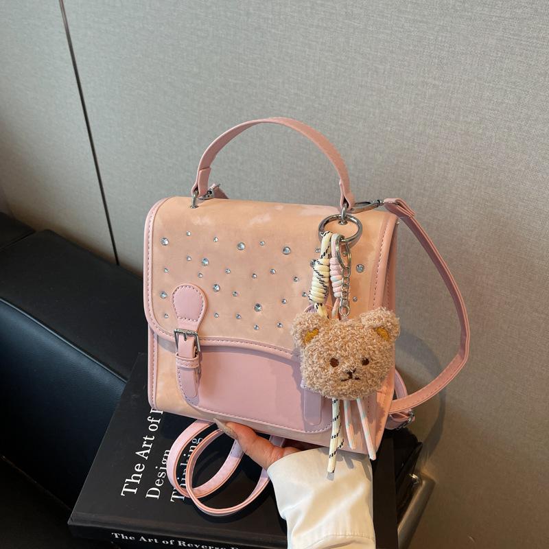 New backpack women's fashion casual portable student schoolbag trendy sweet oblique span bag shoulder bag