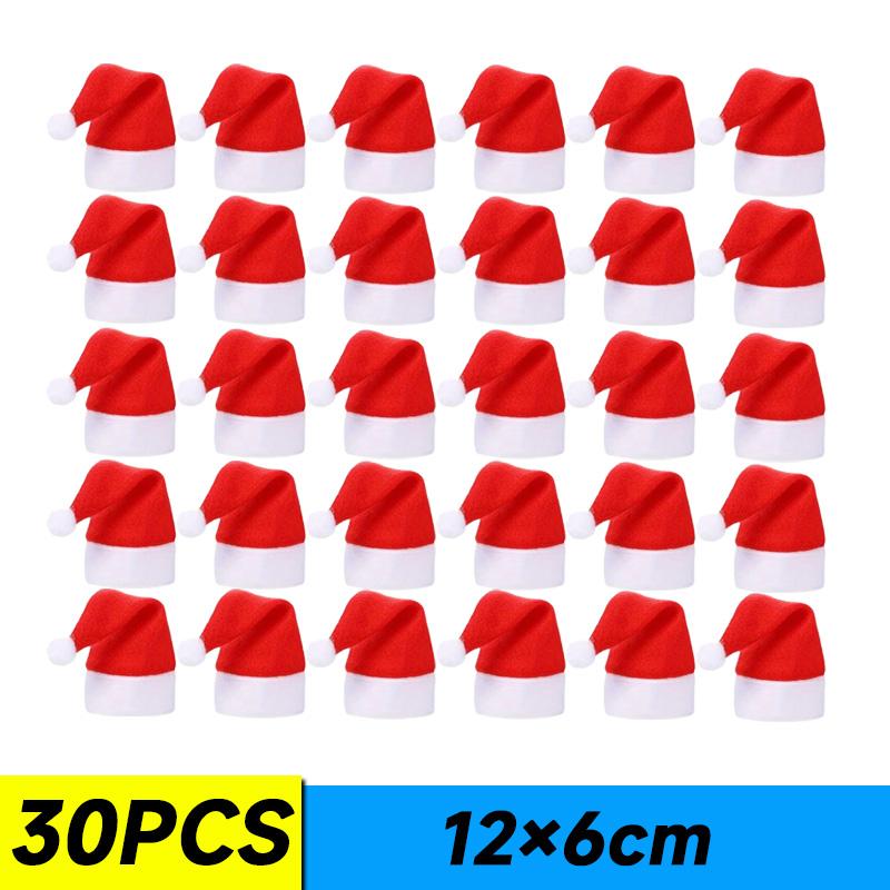 100 buc pălării de Crăciun pentru decorațiuni de masă pălărie de Crăciun petrecere de familie pălărie mică de Crăciun furculiță cuțit suport sac cadouri de Anul Nou