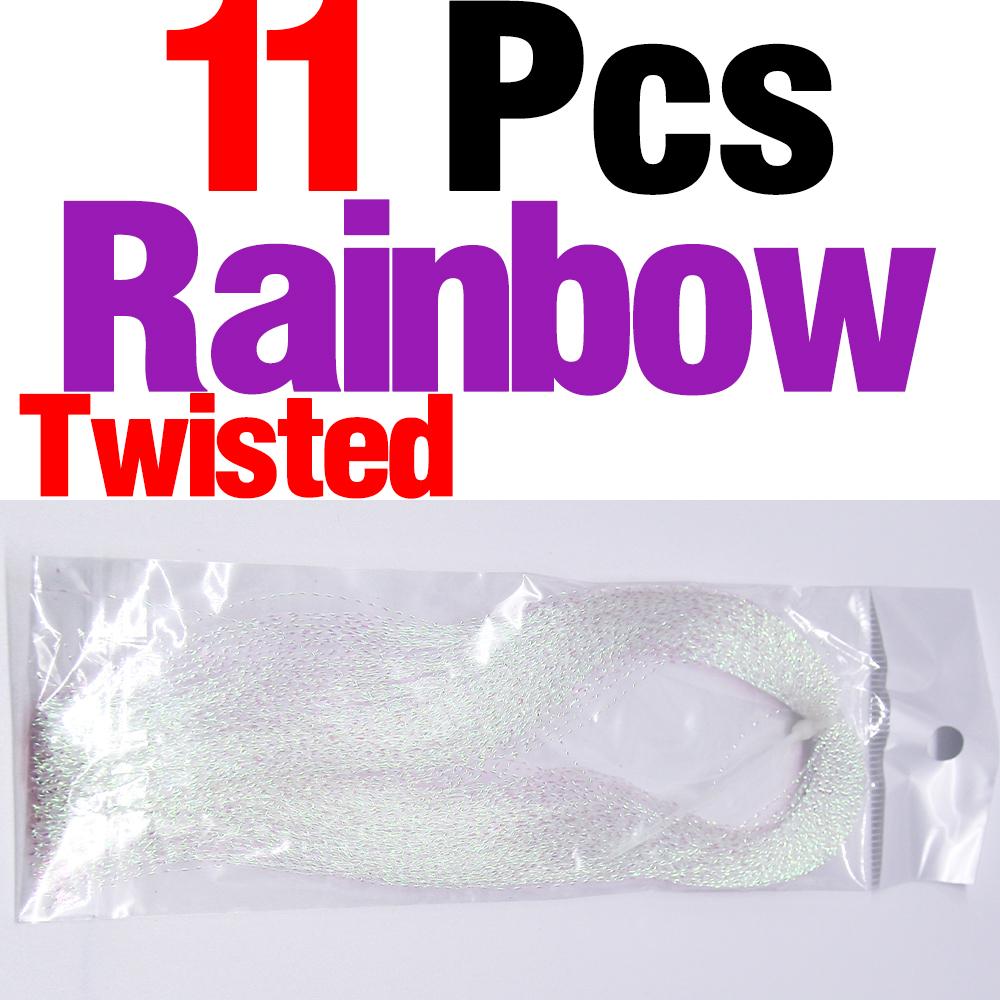 MNFT 11 Packs Crystal Flies decorating Tinsel Fly Tying/Jig Hook Lure Making Materials Holographic Flashabou DIY Bait Wing Tail