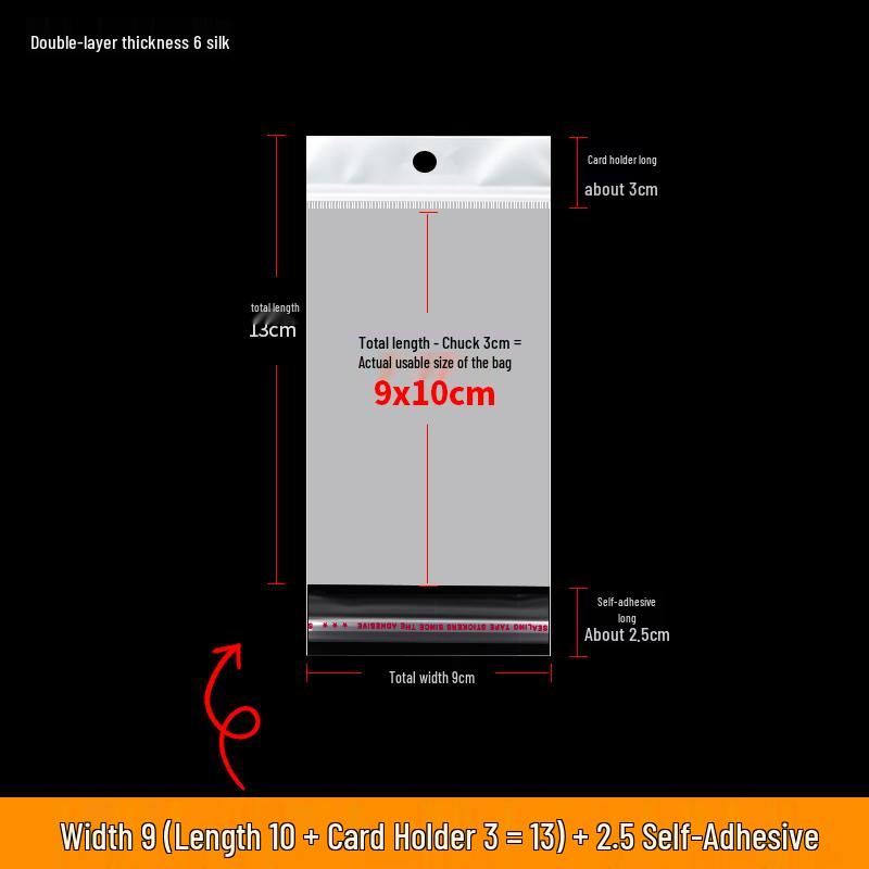 Self-Adhesive Transparent Jewelry Earring Bags with Header and Hanging Hole