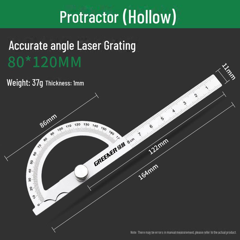 

Высокоточный транспортир и угловая линейка из нержавеющей стали для деревообработки на 360° Hollow 80*120MM