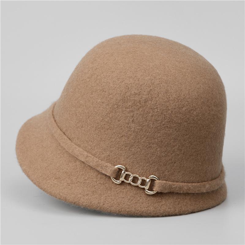 Wool Mother Hat Lady Autumn and Winter New Top Hat French Elegant Retro Bucket Hat Basin Hat
