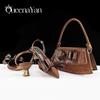 Damen Kreuz Schmetterling Strass Stein Schuh & Tasche Set - Spitze Zehen Abend Stil