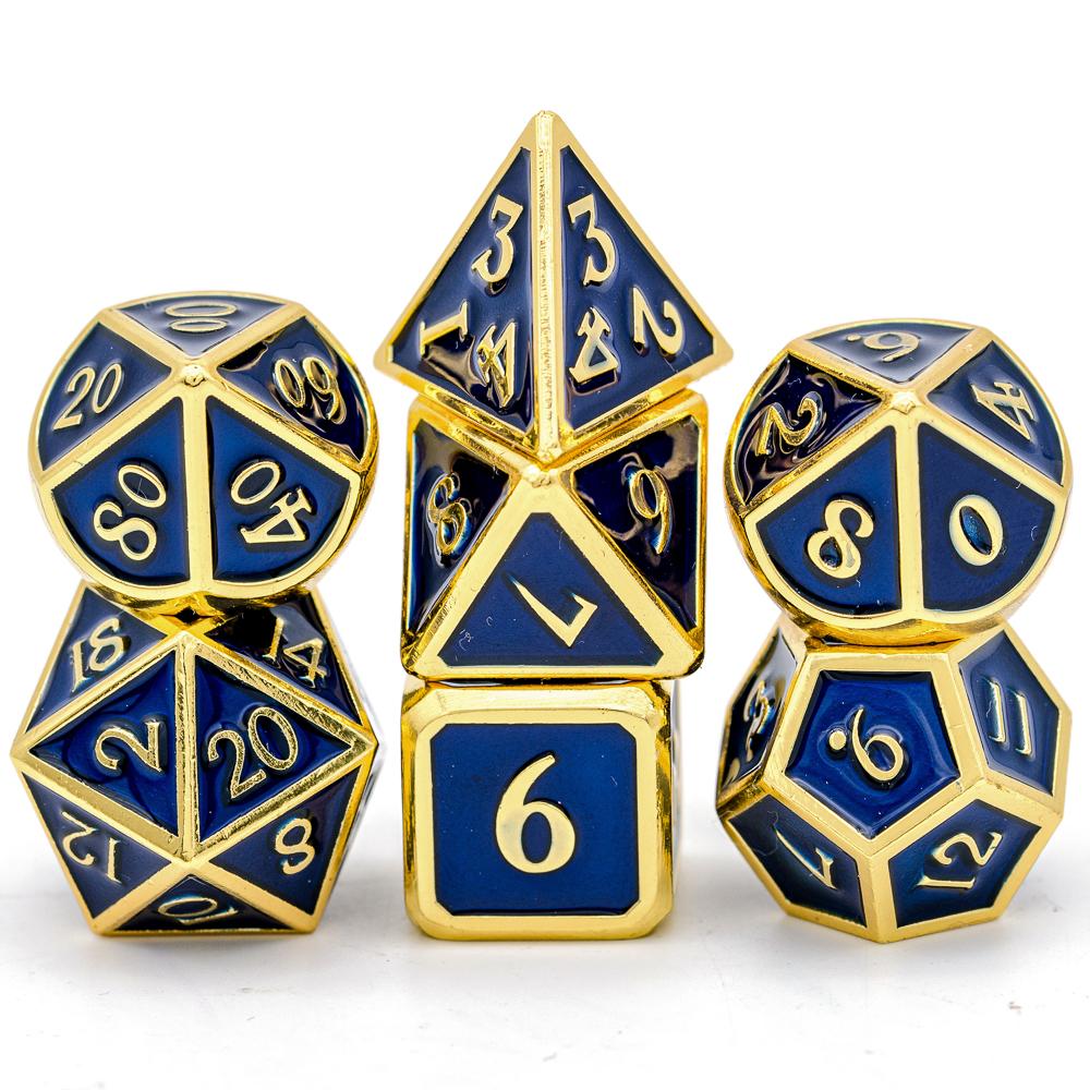 Cusdie Metal Glitter Dices DND 7Pcs Frame Solid D&D Dice D4-D20 Polyhedral Dice Set for Role Playing Game Pathfinder TRPG